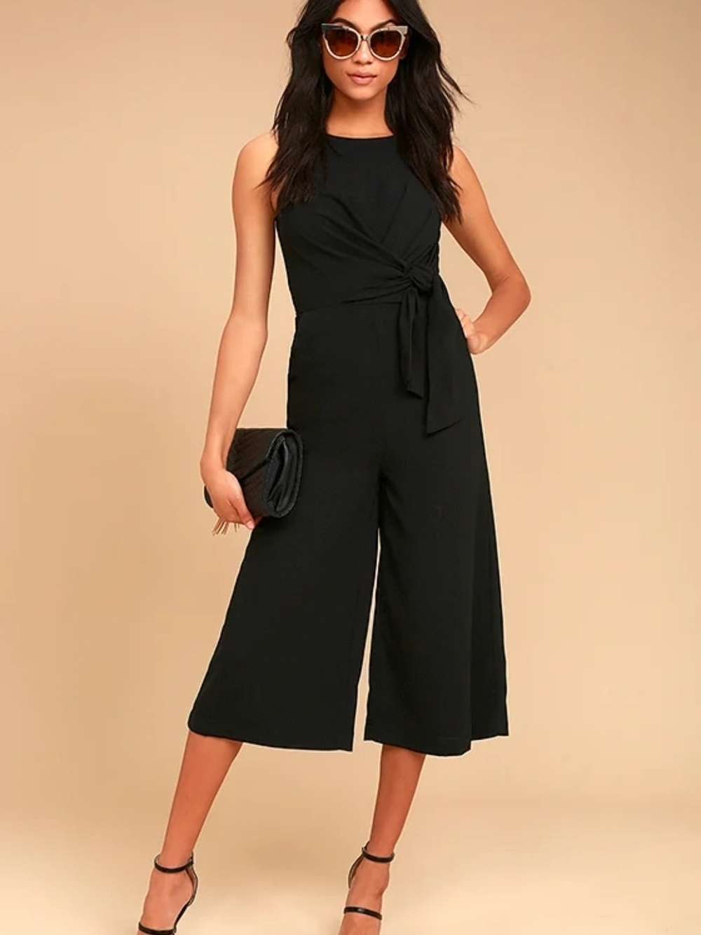 Lulus On Track Black Midi Jumpsuit size small